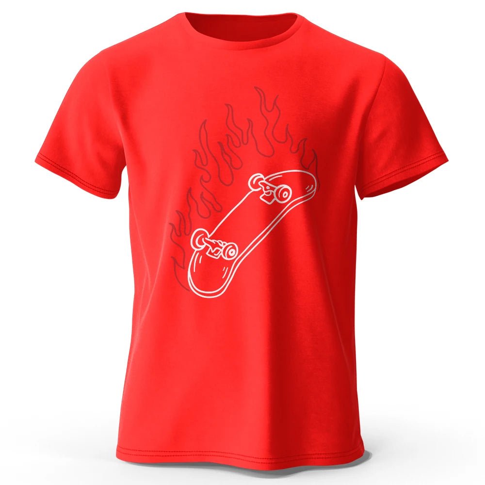 Skateboard Lovers Summer Men’s Graphic T-Shirt in 100% Cotton Oversized HIP HOP Style Tops Tees for Streetwear - STAND OUT FLEXSARAH
