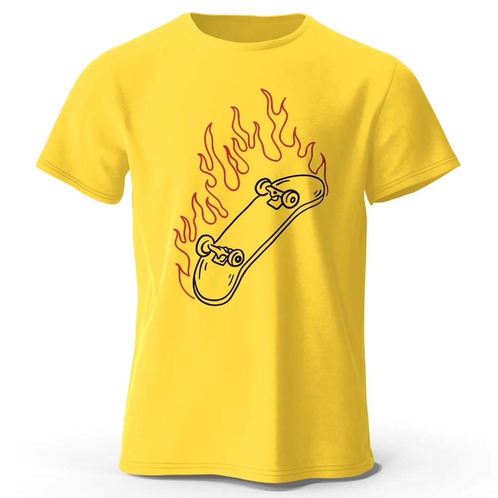 Skateboard Lovers Summer Men’s Graphic T-Shirt in 100% Cotton Oversized HIP HOP Style Tops Tees for Streetwear - STAND OUT FLEXSARAH