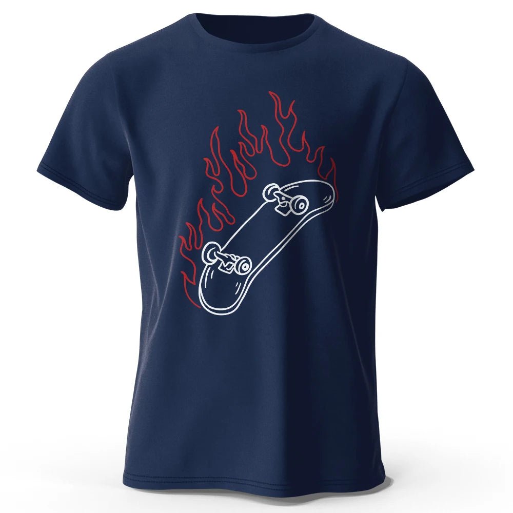 Skateboard Lovers Summer Men’s Graphic T-Shirt in 100% Cotton Oversized HIP HOP Style Tops Tees for Streetwear - STAND OUT FLEXSARAH