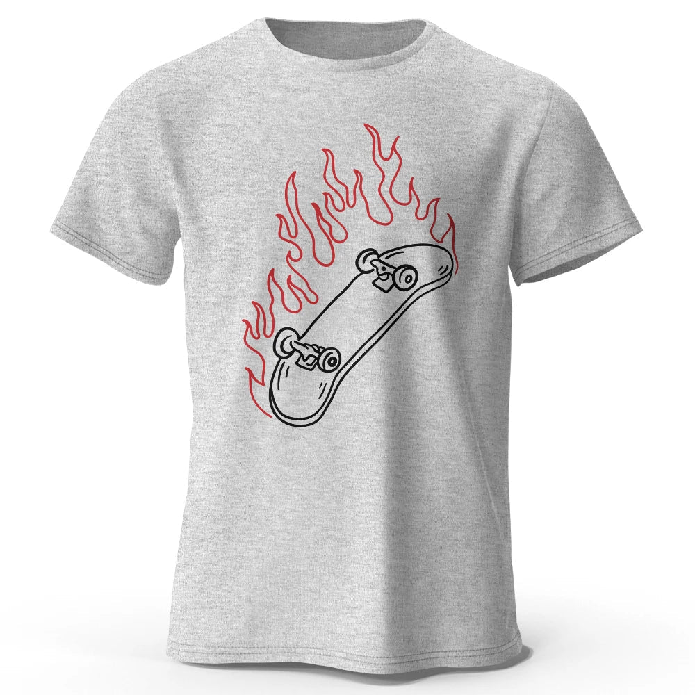 Skateboard Lovers Summer Men’s Graphic T-Shirt in 100% Cotton Oversized HIP HOP Style Tops Tees for Streetwear - STAND OUT FLEXSARAH