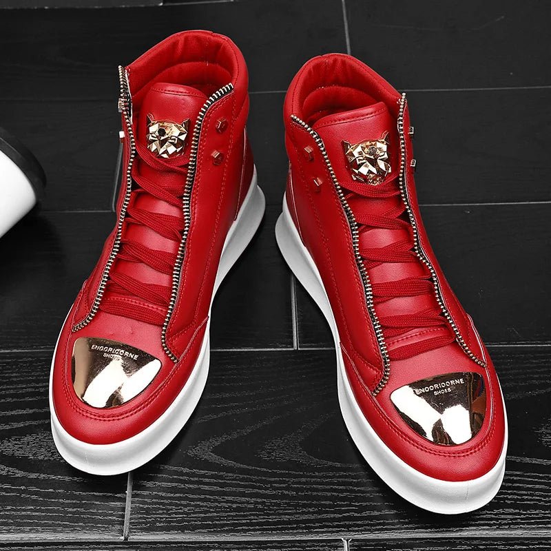 Skateboard Shoes Men high top Sneakers Men Sport Flat Shoes Male Leather Tourism Waterproof Casual Running Hip-Hop Board Shoes - STAND OUT FLEXSARAH