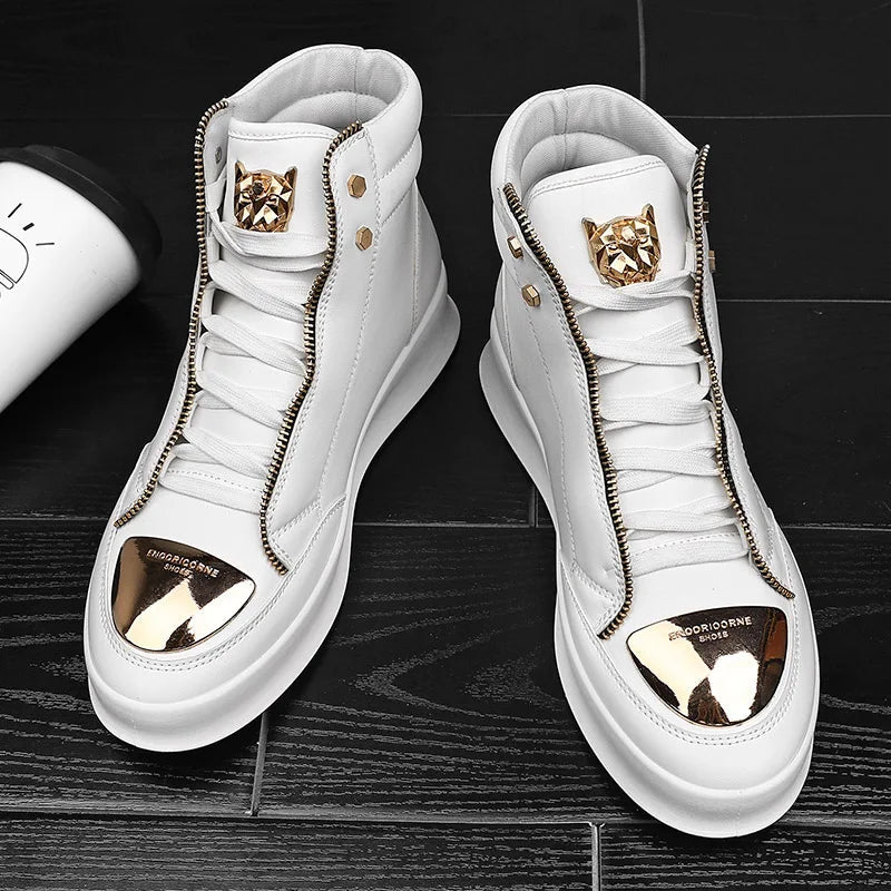 Skateboard Shoes Men high top Sneakers Men Sport Flat Shoes Male Leather Tourism Waterproof Casual Running Hip-Hop Board Shoes - STAND OUT FLEXSARAH