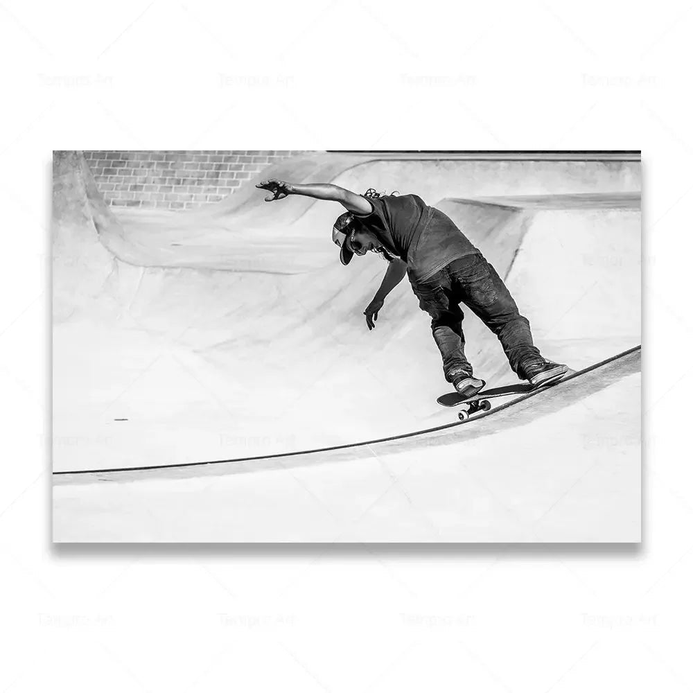 Skateboarding Extreme Sports Posters Prints Black White Photo Canvas Painting Wall Art Pictures Room Decor Skateboard Lover Gift - STAND OUT FLEXSARAH
