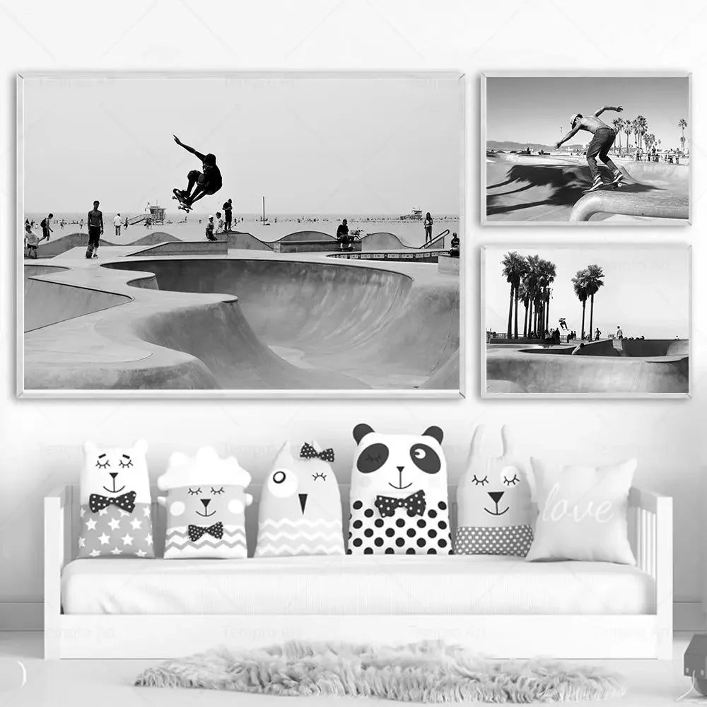 Skateboarding Extreme Sports Posters Prints Black White Photo Canvas Painting Wall Art Pictures Room Decor Skateboard Lover Gift - STAND OUT FLEXSARAH