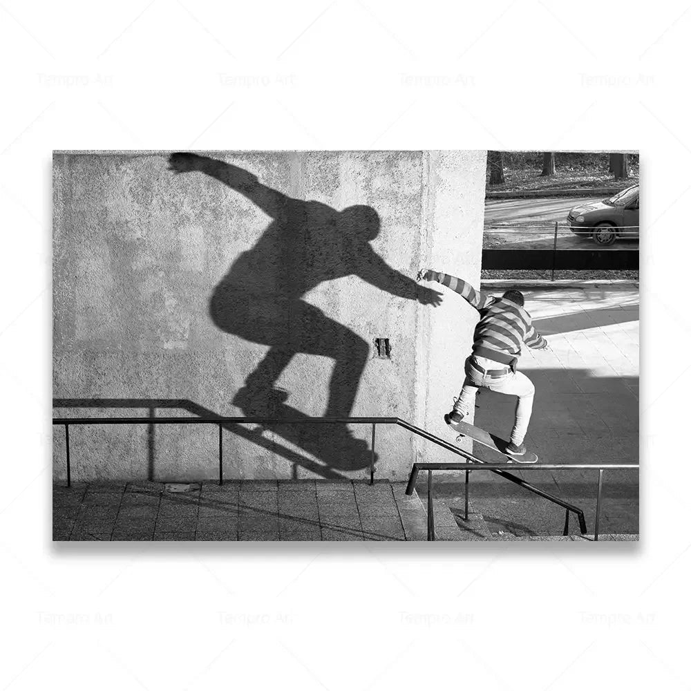 Skateboarding Extreme Sports Posters Prints Black White Photo Canvas Painting Wall Art Pictures Room Decor Skateboard Lover Gift - STAND OUT FLEXSARAH
