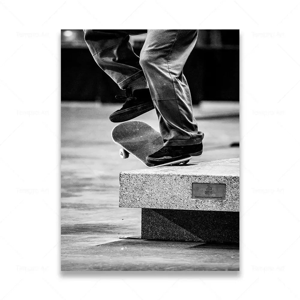 Skateboarding Extreme Sports Posters Prints Black White Photo Canvas Painting Wall Art Pictures Room Decor Skateboard Lover Gift - STAND OUT FLEXSARAH