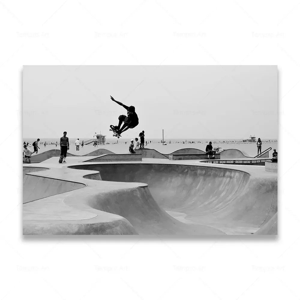 Skateboarding Extreme Sports Posters Prints Black White Photo Canvas Painting Wall Art Pictures Room Decor Skateboard Lover Gift - STAND OUT FLEXSARAH