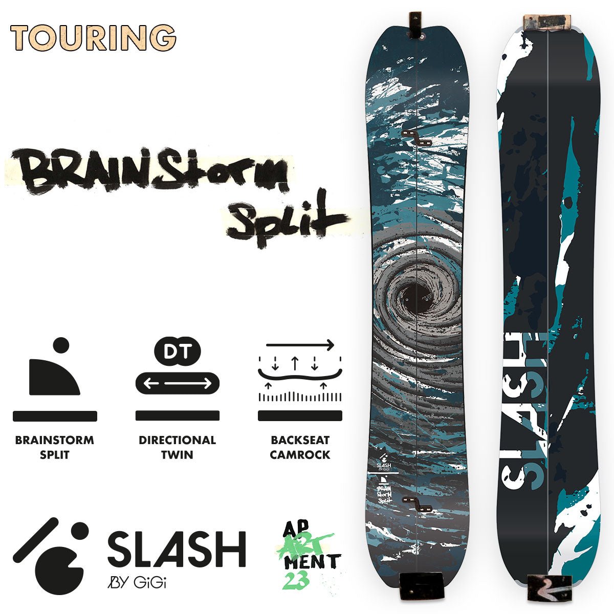 Slash by GiGi - Brainstorm Split Snowboard - ApARTment - STAND OUT FLEXSARAH
