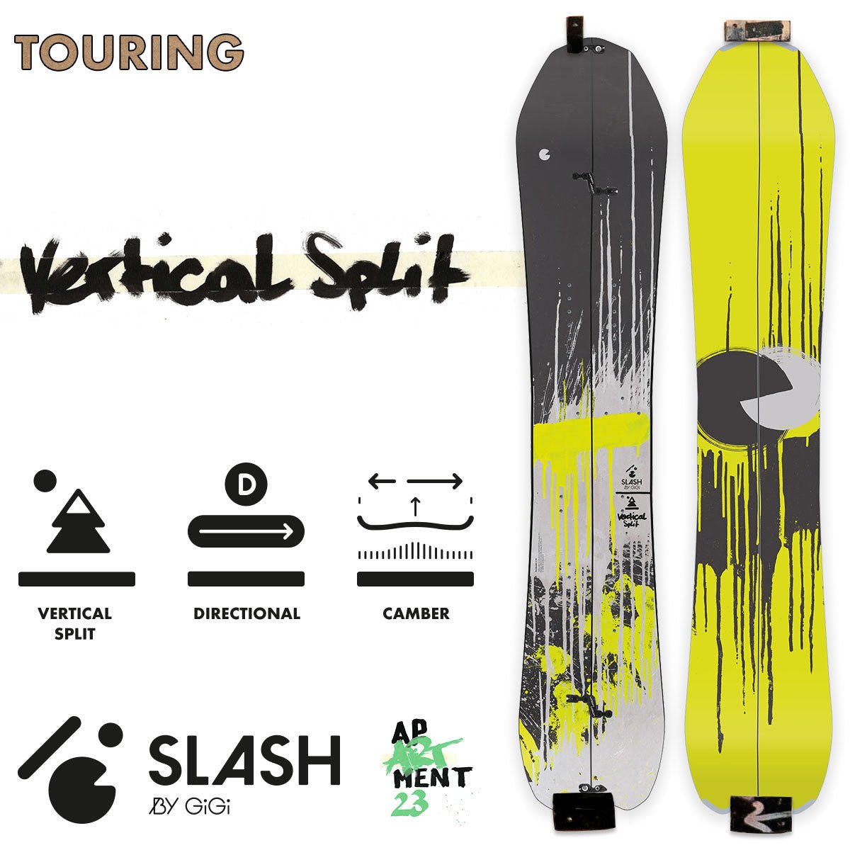 Slash by GiGi - Vertical Split Snowboard - ApARTment - STAND OUT FLEXSARAH