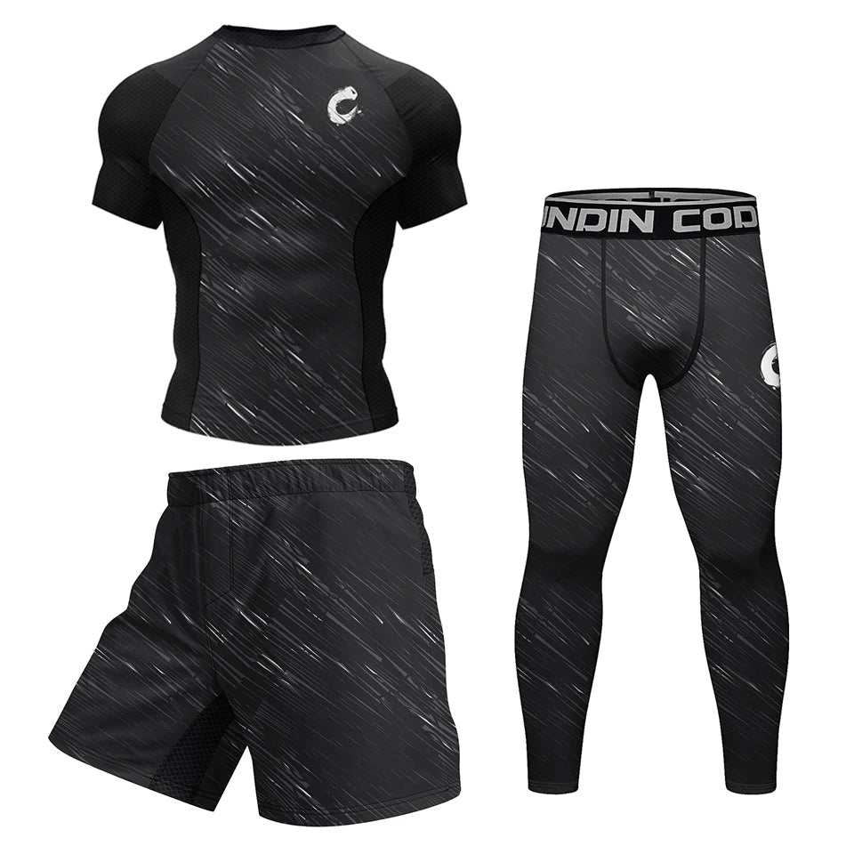 Sportswear MMA Rashguard T-shirt+Shorts Pants 4pcs/set Muay Thai Suit Bjj Kickboxing MenTraining Boxing Rash guard Clothing Wear - STAND OUT FLEXSARAH