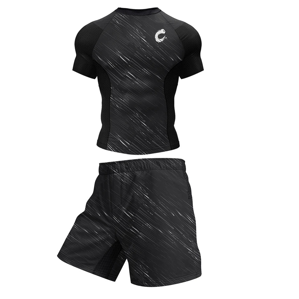 Sportswear MMA Rashguard T-shirt+Shorts Pants 4pcs/set Muay Thai Suit Bjj Kickboxing MenTraining Boxing Rash guard Clothing Wear - STAND OUT FLEXSARAH