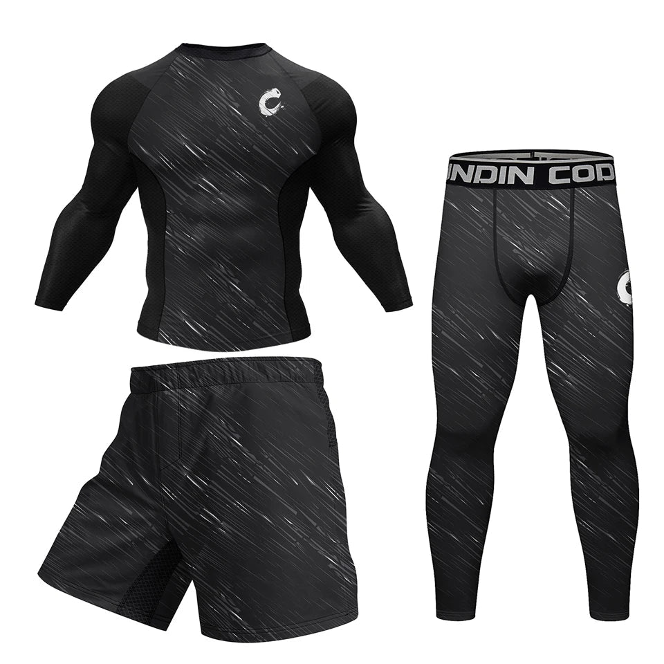 Sportswear MMA Rashguard T-shirt+Shorts Pants 4pcs/set Muay Thai Suit Bjj Kickboxing MenTraining Boxing Rash guard Clothing Wear - STAND OUT FLEXSARAH