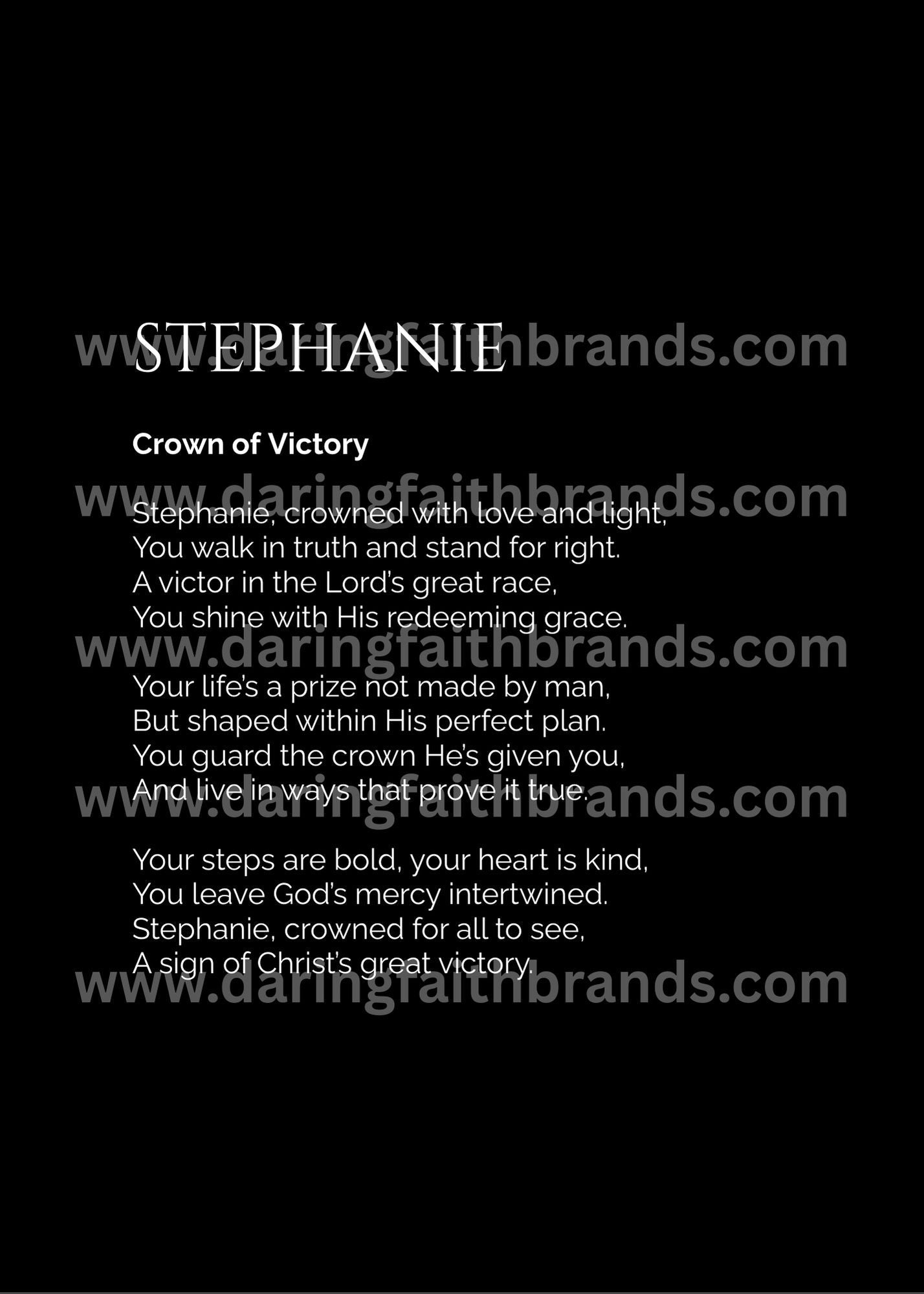 Stephanie - Name Meaning Poem - Digital Download - STAND OUT FLEXSARAH