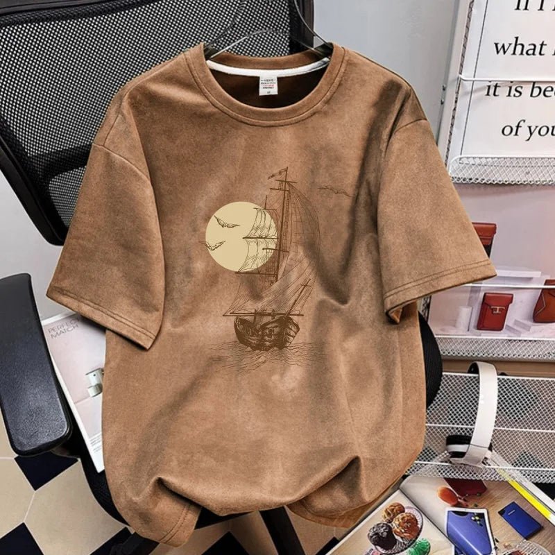 Summer 2026 New Suede Crew Neck T Shirts For Men Graphic Printed Short Sleeve T-Shirt Man Goth Fashion Y2K Streetwear Tee Tops - STAND OUT FLEXSARAH