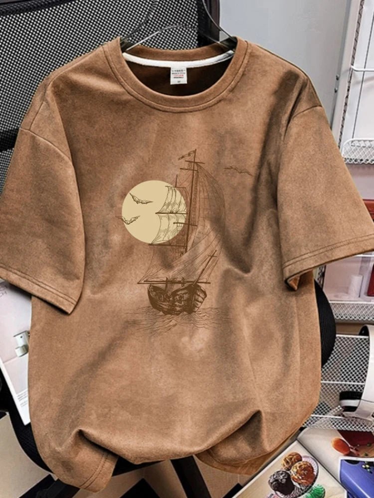 Summer 2026 New Suede Crew Neck T Shirts For Men Graphic Printed Short Sleeve T-Shirt Man Goth Fashion Y2K Streetwear Tee Tops - STAND OUT FLEXSARAH