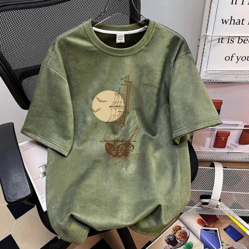 Summer 2026 New Suede Crew Neck T Shirts For Men Graphic Printed Short Sleeve T-Shirt Man Goth Fashion Y2K Streetwear Tee Tops - STAND OUT FLEXSARAH
