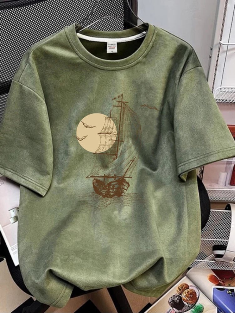 Summer 2026 New Suede Crew Neck T Shirts For Men Graphic Printed Short Sleeve T-Shirt Man Goth Fashion Y2K Streetwear Tee Tops - STAND OUT FLEXSARAH