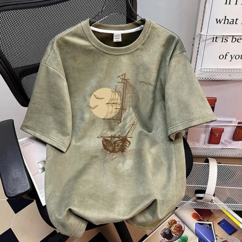 Summer 2026 New Suede Crew Neck T Shirts For Men Graphic Printed Short Sleeve T-Shirt Man Goth Fashion Y2K Streetwear Tee Tops - STAND OUT FLEXSARAH
