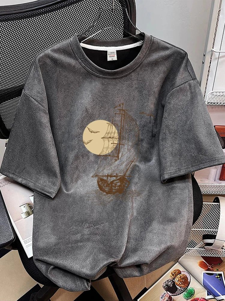 Summer 2026 New Suede Crew Neck T Shirts For Men Graphic Printed Short Sleeve T-Shirt Man Goth Fashion Y2K Streetwear Tee Tops - STAND OUT FLEXSARAH