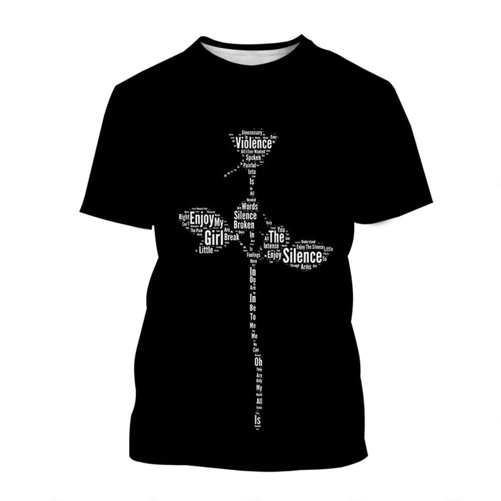 Summer Fashion Band Creative 3D Printing Design Hip Hop Cool Pattern Fashion Casual Personalized Short Sleeve - STAND OUT FLEXSARAH