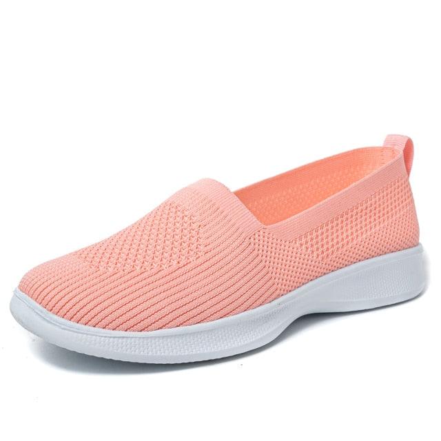 Summer Knitting Sock Women's Sneakers Slip On Shoes Lightweight Flat Women's Sports Breathable Mesh Platform Fashion Casual Slip On Easy Walking Espadrilles - STAND OUT FLEXSARAH