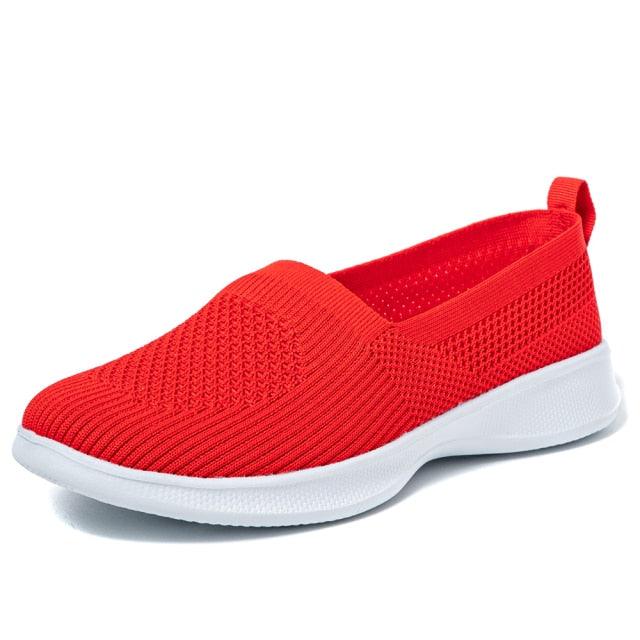 Summer Knitting Sock Women's Sneakers Slip On Shoes Lightweight Flat Women's Sports Breathable Mesh Platform Fashion Casual Slip On Easy Walking Espadrilles - STAND OUT FLEXSARAH