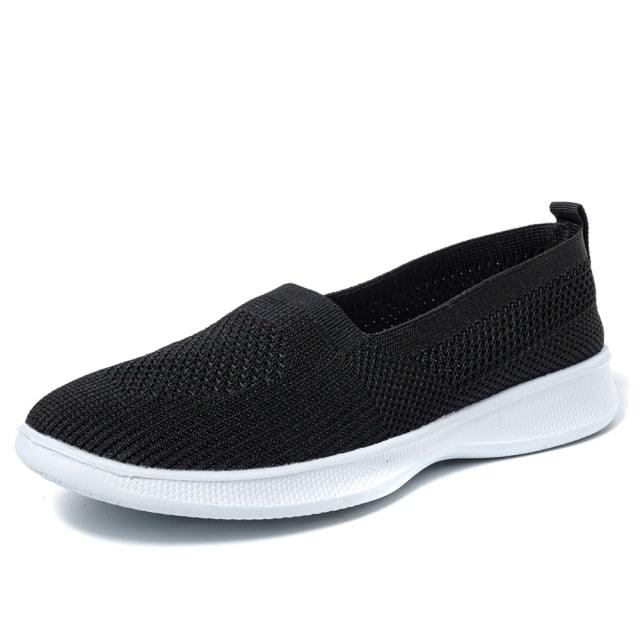 Summer Knitting Sock Women's Sneakers Slip On Shoes Lightweight Flat Women's Sports Breathable Mesh Platform Fashion Casual Slip On Easy Walking Espadrilles - STAND OUT FLEXSARAH