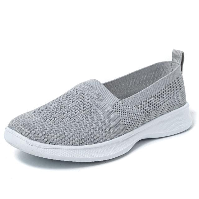 Summer Knitting Sock Women's Sneakers Slip On Shoes Lightweight Flat Women's Sports Breathable Mesh Platform Fashion Casual Slip On Easy Walking Espadrilles - STAND OUT FLEXSARAH