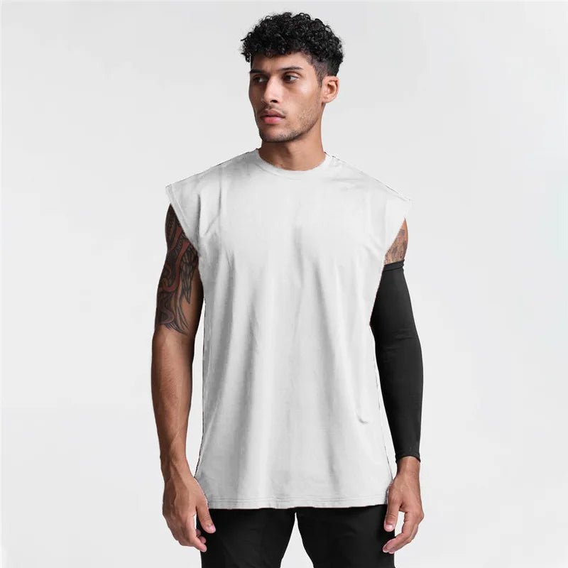 Summer New Gym Vest Men Broad Shoulder Sleeveless Sports Tank Top Quick-dry Cotton Fitness T-shirt Running Tank Top Men Tops - STAND OUT FLEXSARAH