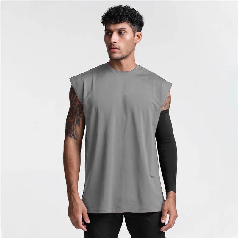 Summer New Gym Vest Men Broad Shoulder Sleeveless Sports Tank Top Quick-dry Cotton Fitness T-shirt Running Tank Top Men Tops - STAND OUT FLEXSARAH