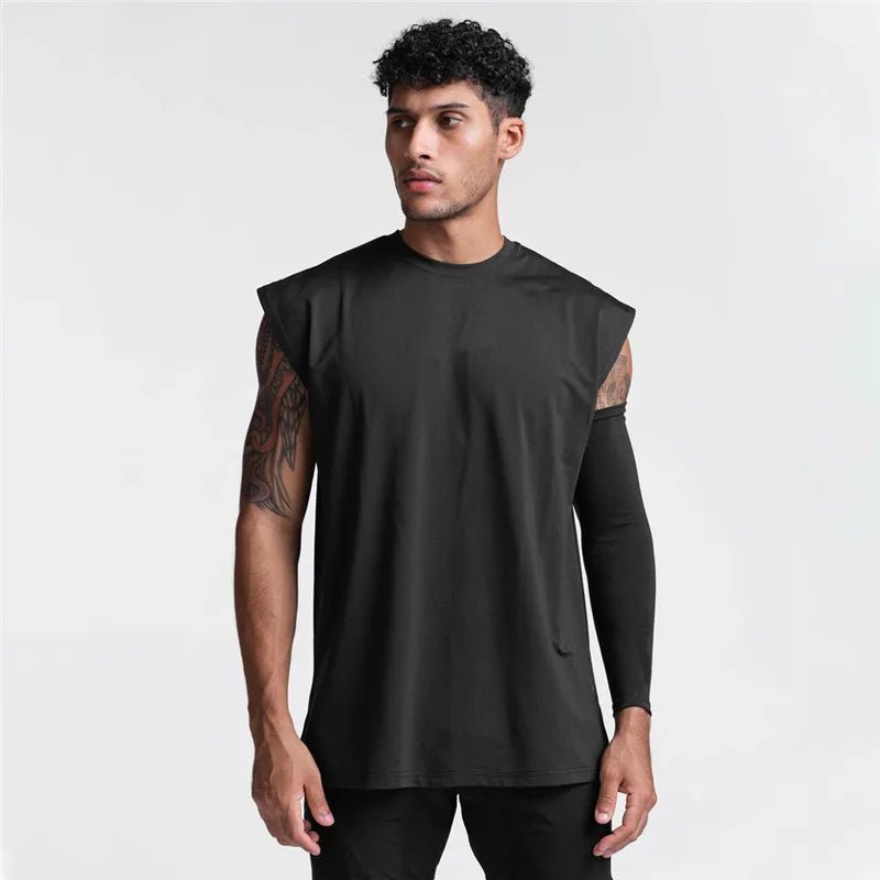 Summer New Gym Vest Men Broad Shoulder Sleeveless Sports Tank Top Quick-dry Cotton Fitness T-shirt Running Tank Top Men Tops - STAND OUT FLEXSARAH