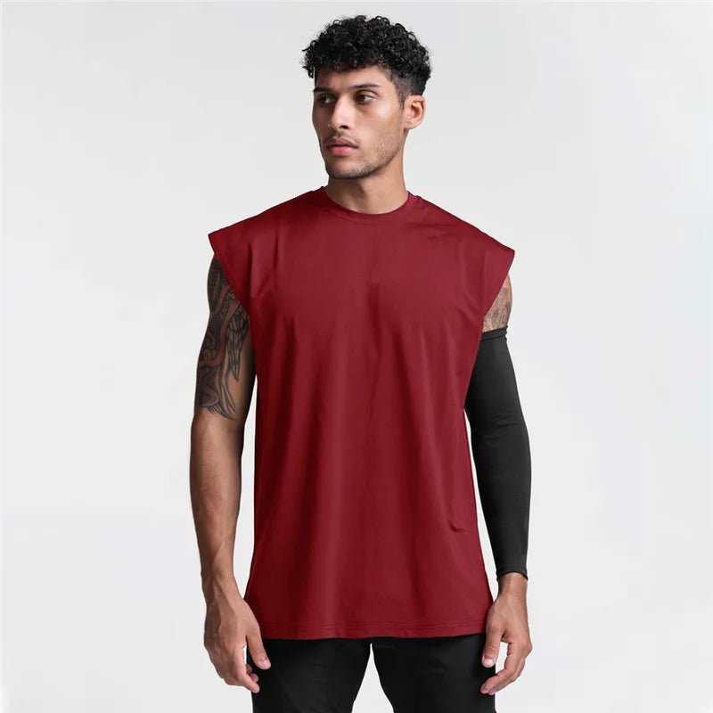 Summer New Gym Vest Men Broad Shoulder Sleeveless Sports Tank Top Quick-dry Cotton Fitness T-shirt Running Tank Top Men Tops - STAND OUT FLEXSARAH