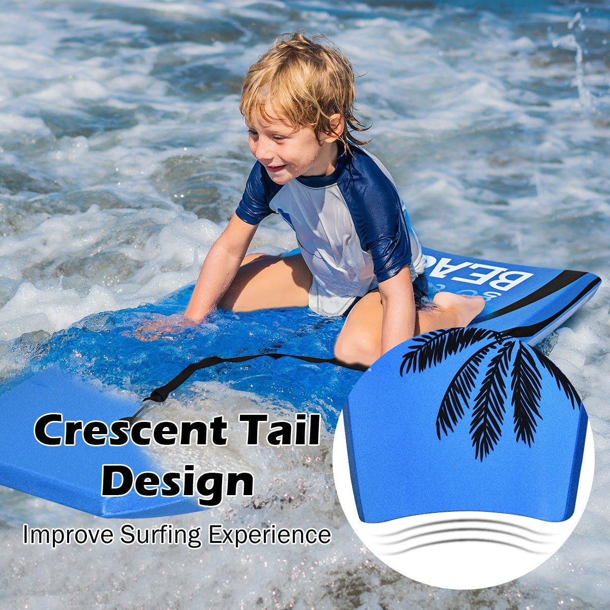 Super Lightweight Bodyboard Surfing with Leash EPS Core Boarding - STAND OUT FLEXSARAH