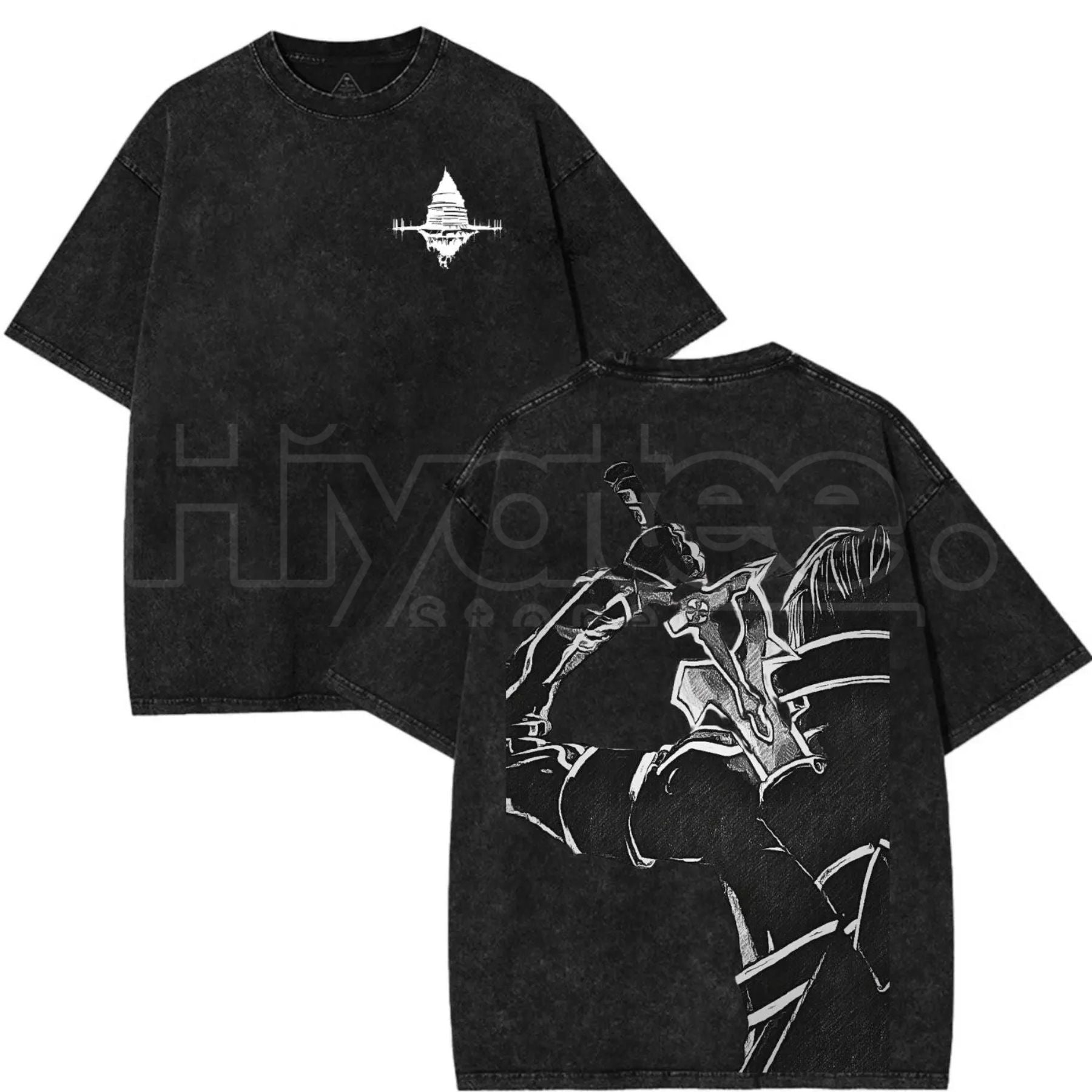 Sword Art Online Kirito B&W T-Shirt – Oversized Acid Wash Anime Tee, Y2K Japanese Manga Streetwear - STAND OUT FLEXSARAH