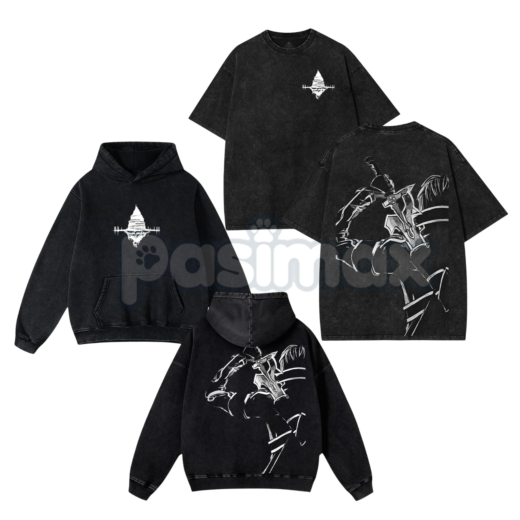 Sword Art Online Kirito B&W V1 T-Shirt – Vintage Washed Oversized Anime Manga Graphic Tee - STAND OUT FLEXSARAH