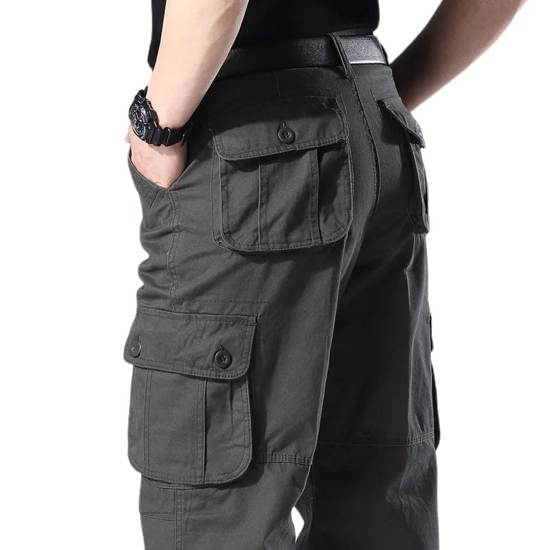 Tactical Cargo Pants Men Military Work Overalls Loose Straight Long Trousers Multi-Pocket Baggy Casual Cotton Army Slacks Pants - STAND OUT FLEXSARAH
