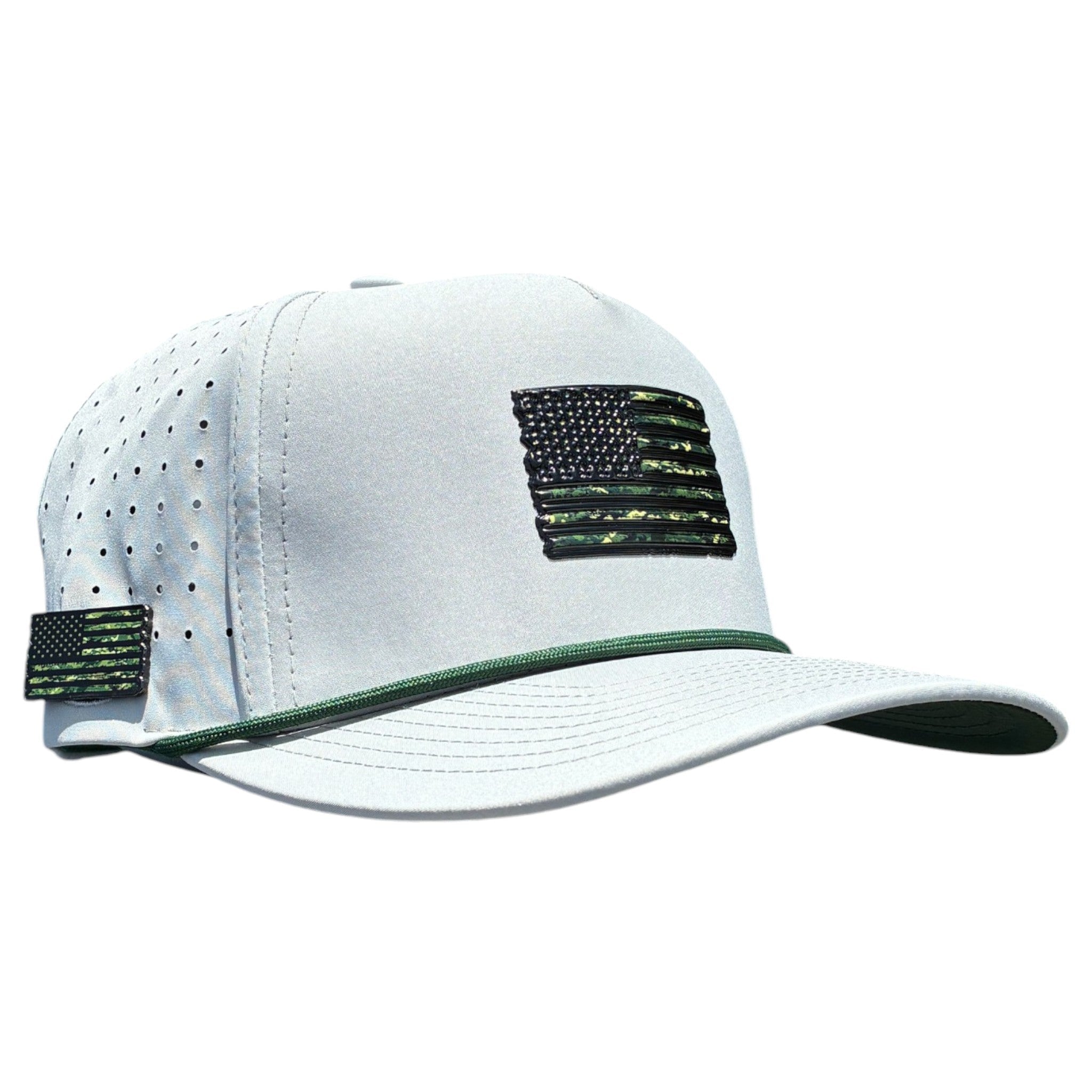 Tactical Golf Hat | Snapback Cap | Built-in Magnetic Ball Marker Holder + Marker Included | Adjustable American Camo - STAND OUT FLEXSARAH