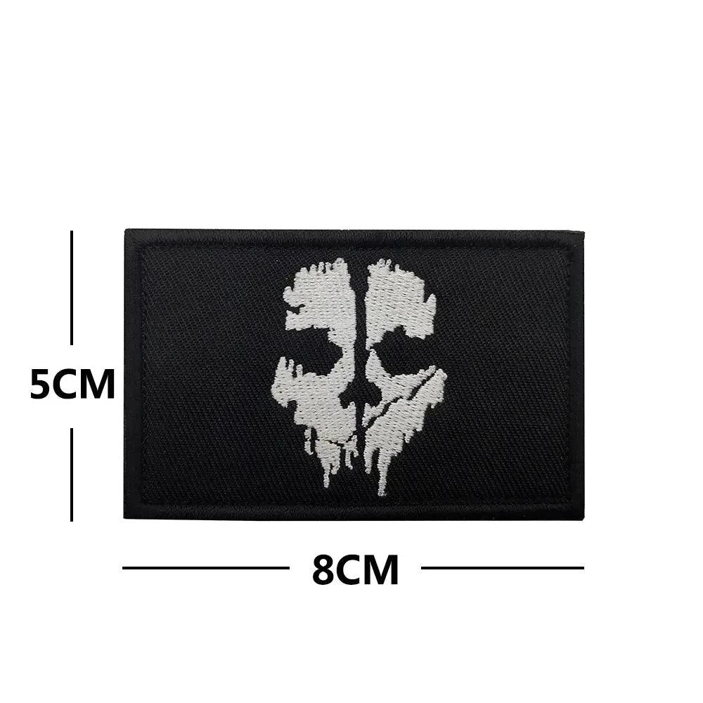 TASK FORCE 141 CODE Call of Duty Ghost Mask Morale Badge Embroidered Patches Armband Tactical Accessory Decorative Stickers - STAND OUT FLEXSARAH