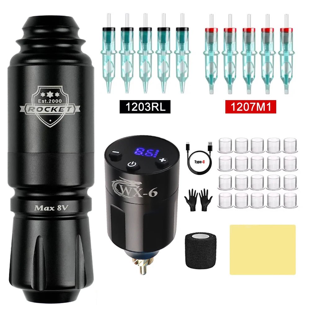 Tattoo Gun Kit - Tattoo Machine Kit Tattoo Pen Kit for Beginners Rotary Tattoo Pen Type Machine Kit Complete Tattoo Supplies - STAND OUT FLEXSARAH