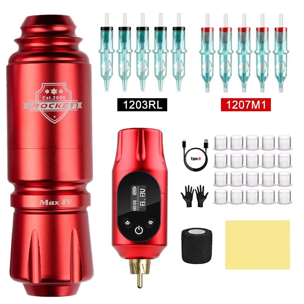 Tattoo Gun Kit - Tattoo Machine Kit Tattoo Pen Kit for Beginners Rotary Tattoo Pen Type Machine Kit Complete Tattoo Supplies - STAND OUT FLEXSARAH