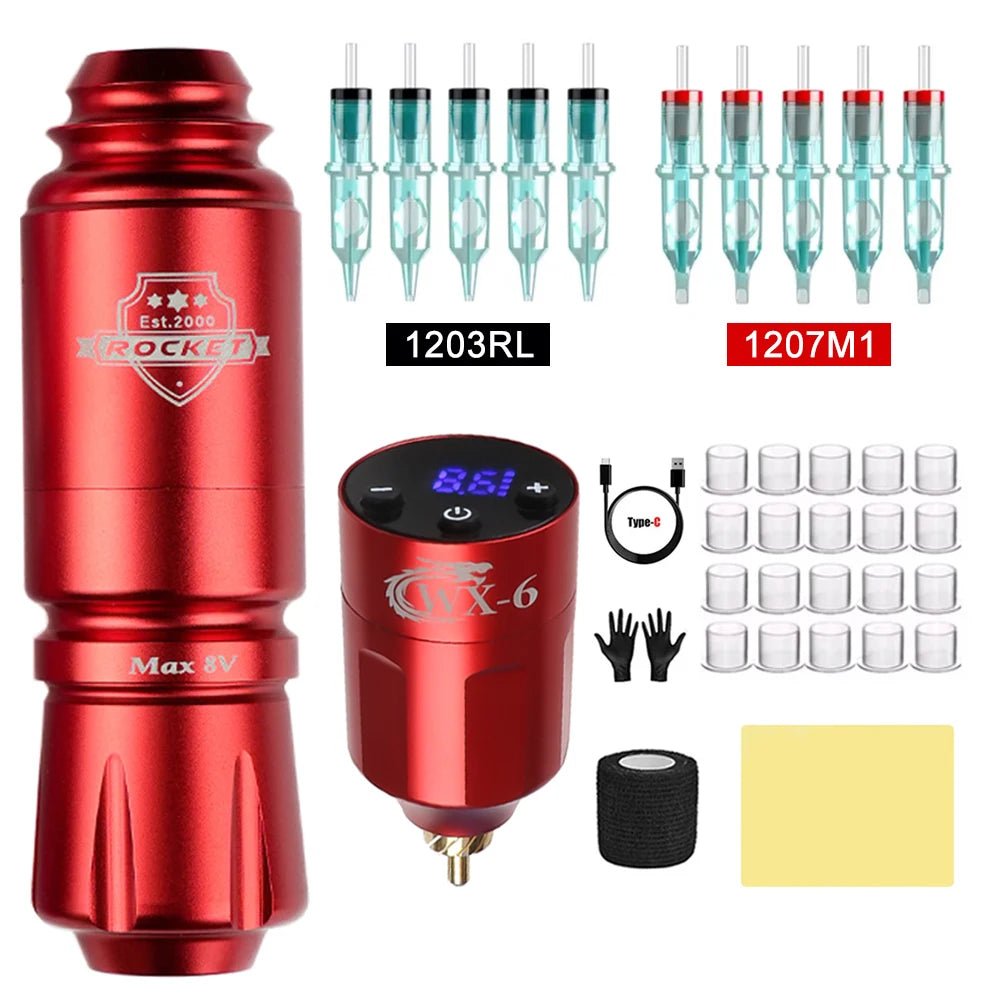 Tattoo Gun Kit - Tattoo Machine Kit Tattoo Pen Kit for Beginners Rotary Tattoo Pen Type Machine Kit Complete Tattoo Supplies - STAND OUT FLEXSARAH