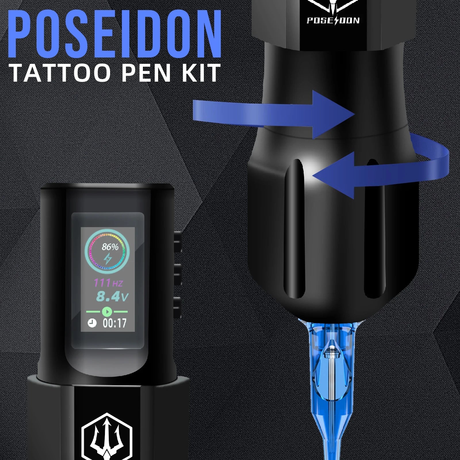 Tattoo Kit Or Tattoo Machnie POSEIDON New Cool Tattoo Pen Kit For Permanent Makeup Tattoo Machine Kit Wireless Tattoo Gun Kit - STAND OUT FLEXSARAH
