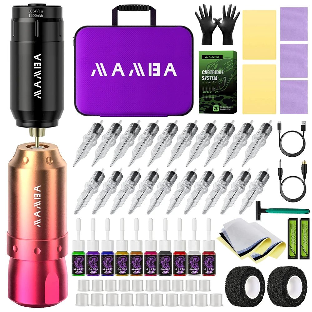 Tattoo Kit Professional Short Tattoo Pen Kit For Permanent Makeup Tattoo Machine New Cool Tattoo Power Supply Tattoo Gun Kit - STAND OUT FLEXSARAH