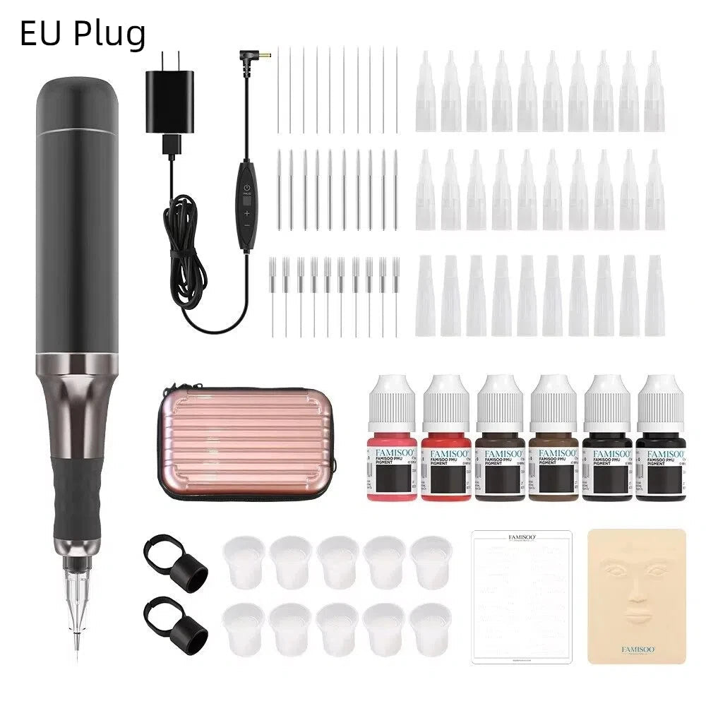 Tattoo Machine Kit PMU Tattoo Machine Rotary Pen Set Tattoo Permanent Makeup Machine with Tattoo Needles Pigment Ink Set - STAND OUT FLEXSARAH