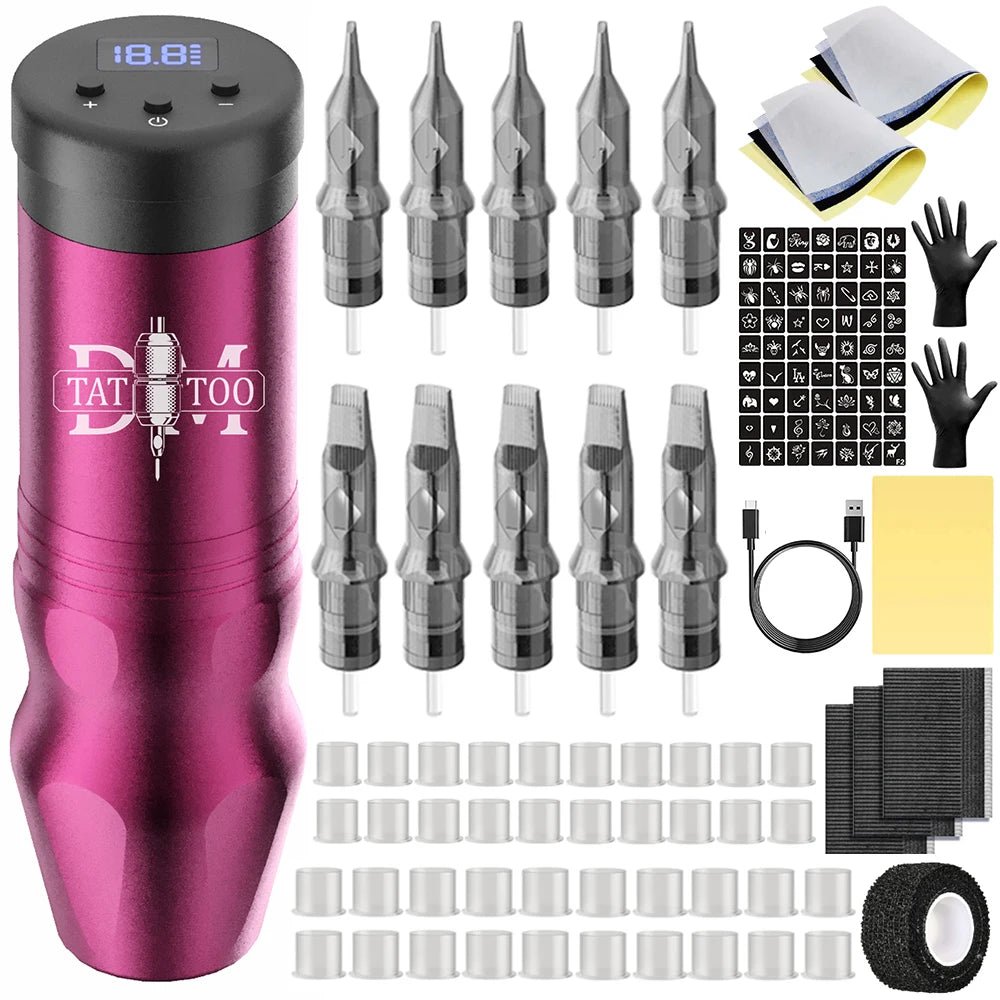 Tattoo Pen Kit Tattoo Machine Kit With Tattoo Power Supply Cartridge Needles Tattoo Set For Artist Beginner - STAND OUT FLEXSARAH