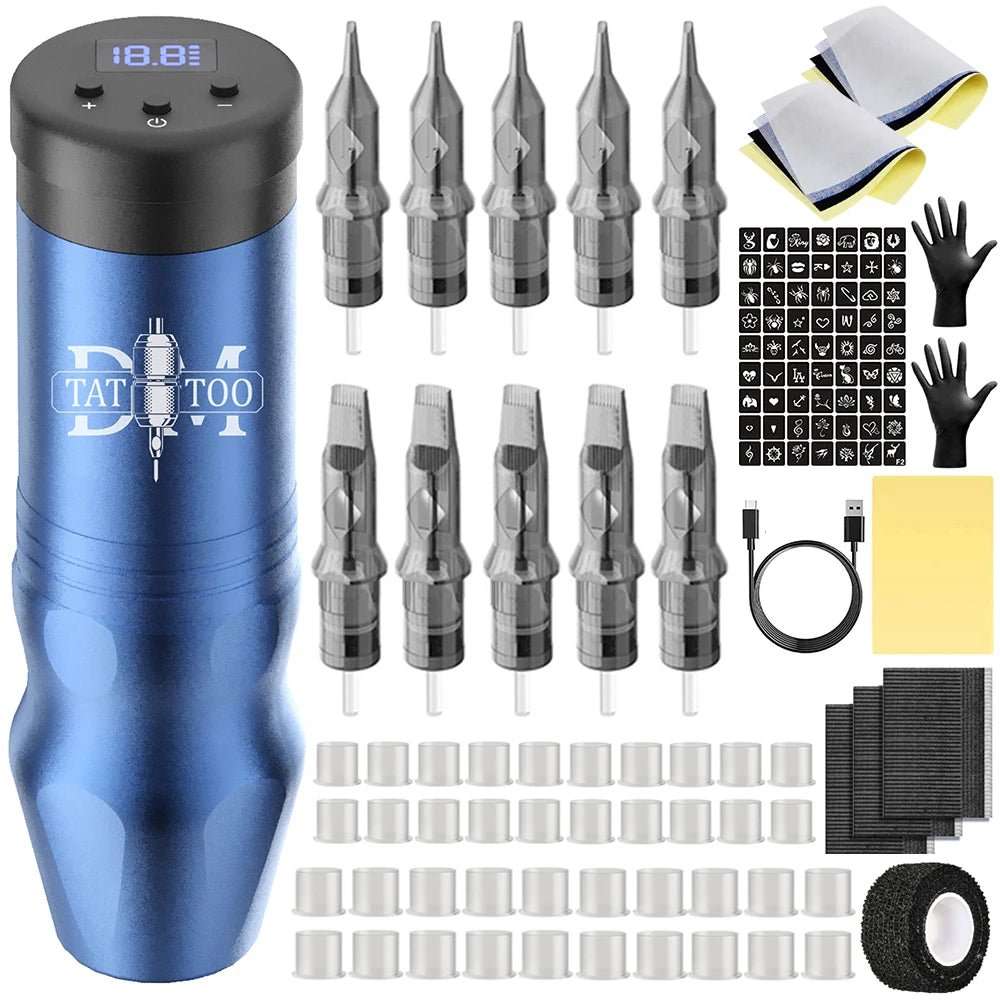 Tattoo Pen Kit Tattoo Machine Kit With Tattoo Power Supply Cartridge Needles Tattoo Set For Artist Beginner - STAND OUT FLEXSARAH
