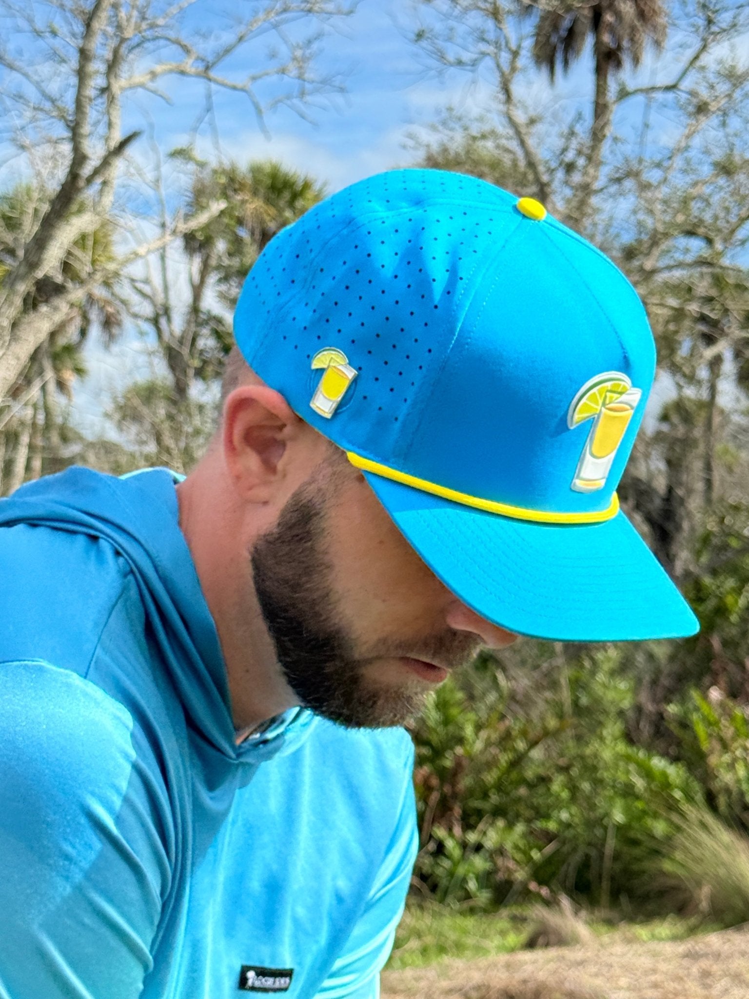 Tequila and Lime Golf Hat | Snapback Cap | Built-in Magnetic Ball Marker Holder + Marker Included | Adjustable | Shot Glass - STAND OUT FLEXSARAH