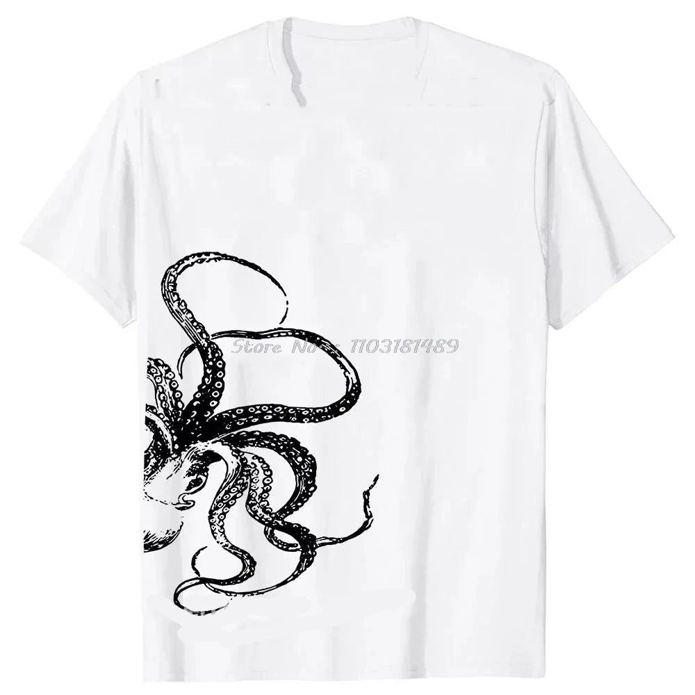 The Cephalopod Octopus Squid Cuttlefish Classic T Shirts Summer Graphic Cotton Streetwear Short Sleeve Birthday Gifts T-shirt - STAND OUT FLEXSARAH