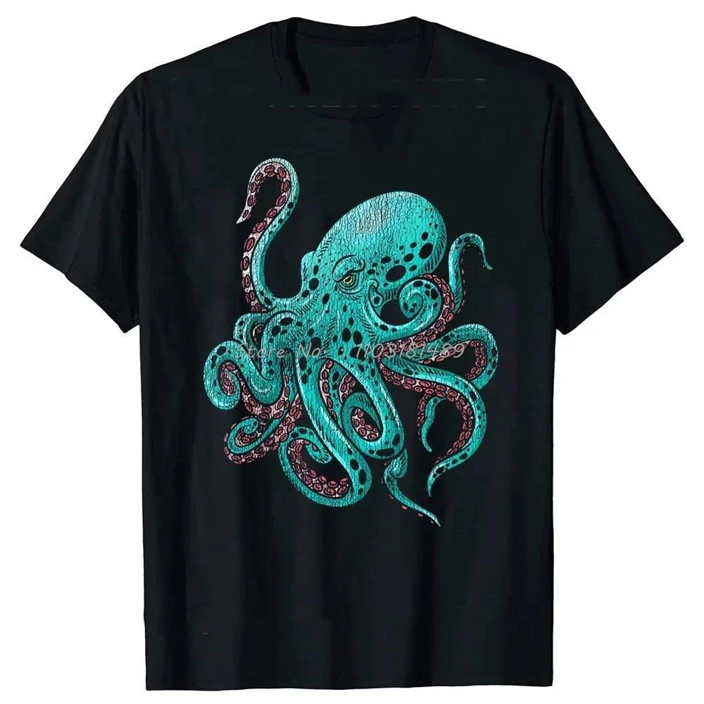 The Cephalopod Octopus Squid Cuttlefish Classic T Shirts Summer Graphic Cotton Streetwear Short Sleeve Birthday Gifts T-shirt - STAND OUT FLEXSARAH