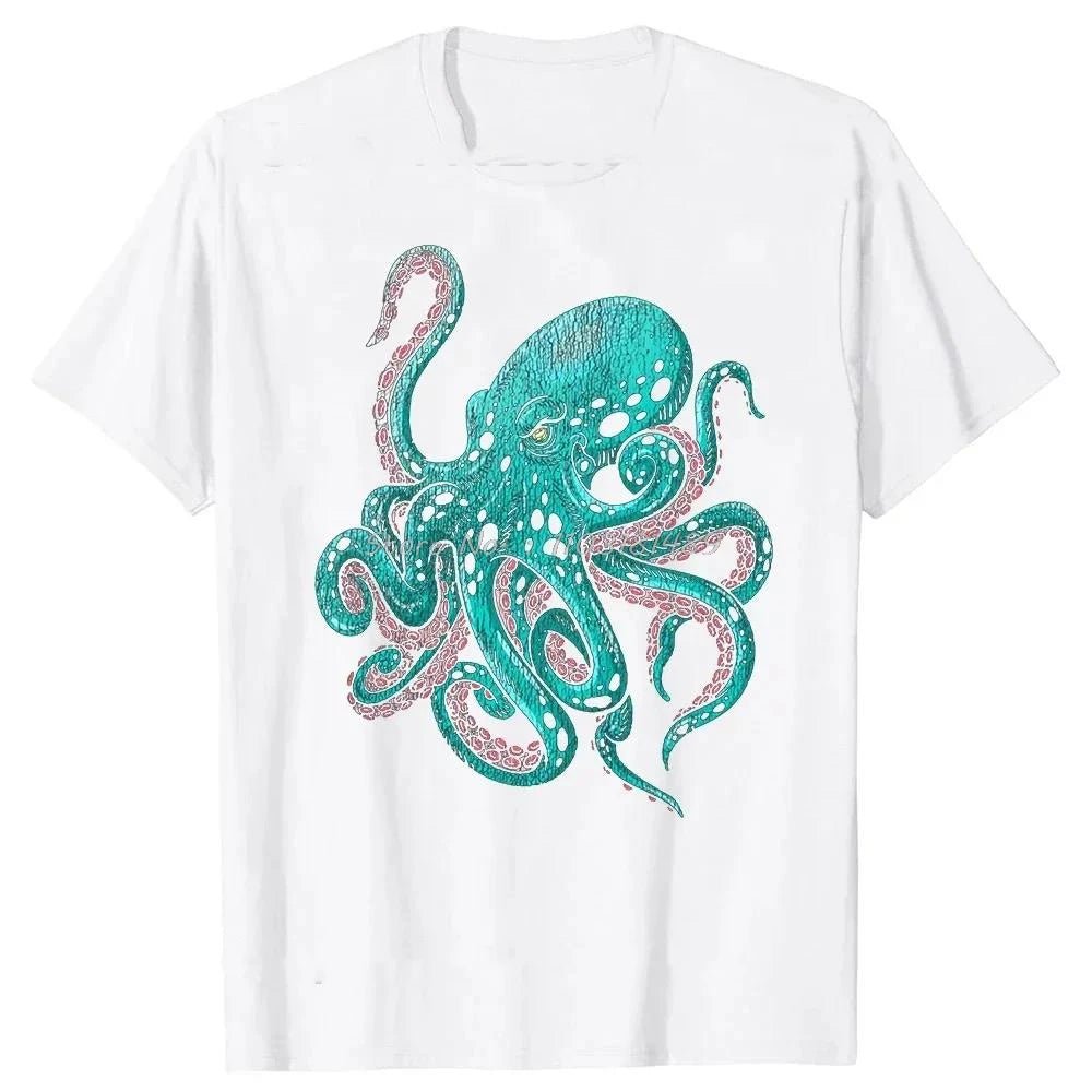 The Cephalopod Octopus Squid Cuttlefish Classic T Shirts Summer Graphic Cotton Streetwear Short Sleeve Birthday Gifts T-shirt - STAND OUT FLEXSARAH